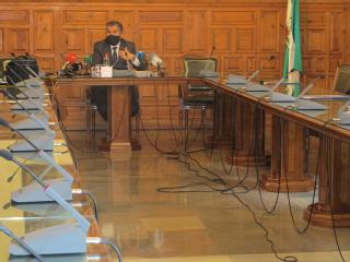 El presidente del TSJ de Andalucía, Lorenzo del Río, durante su intervención ante los medios de comunicación